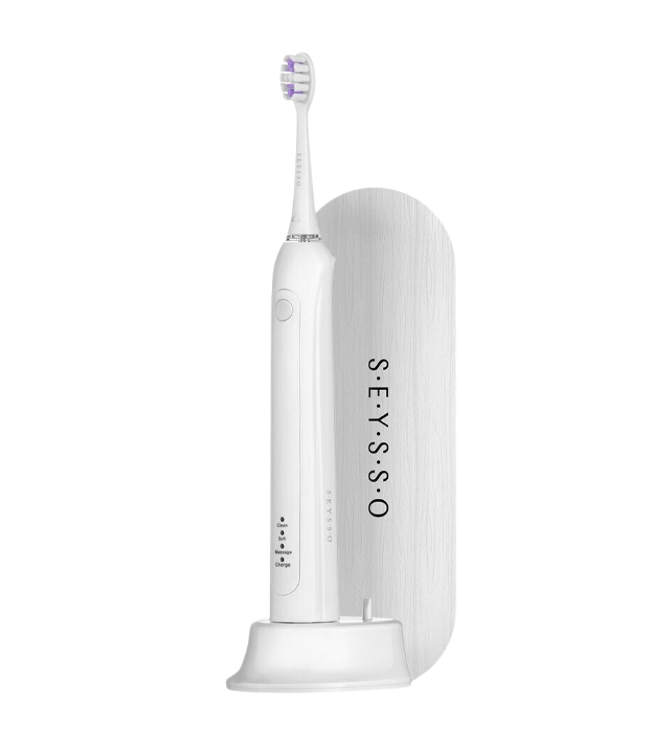 SEYSSO Carbon Basic White Sonic Toothbrush with Travel Case