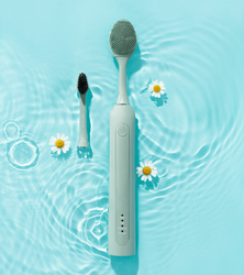 SEYSSO Basic Color Aqua Grey Beauty Collection sonic toothbrush with facial tip