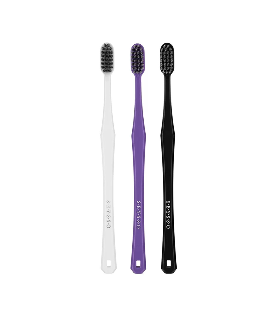 SEYSSO Carbon Antibacterial Toothbrush Set with Activated Charcoal – 3 pcs
