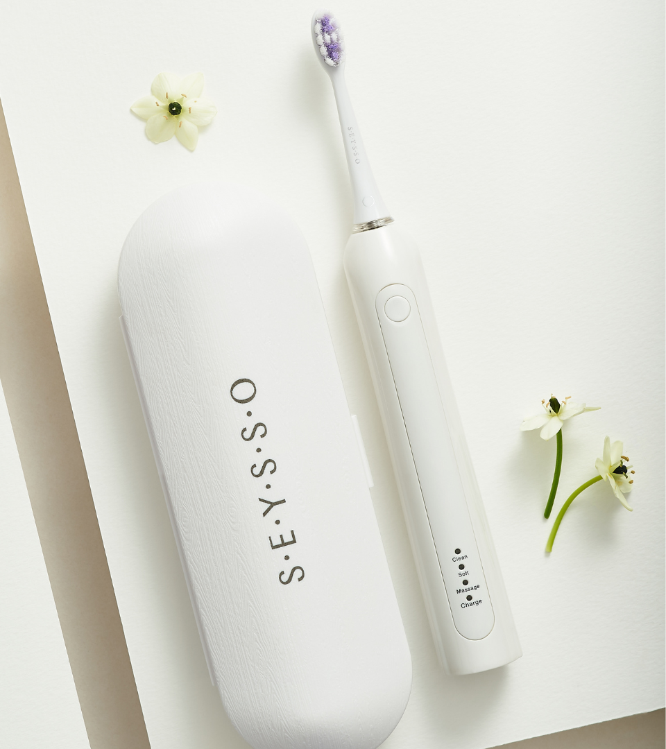 SEYSSO Carbon Basic White Sonic Toothbrush with Travel Case