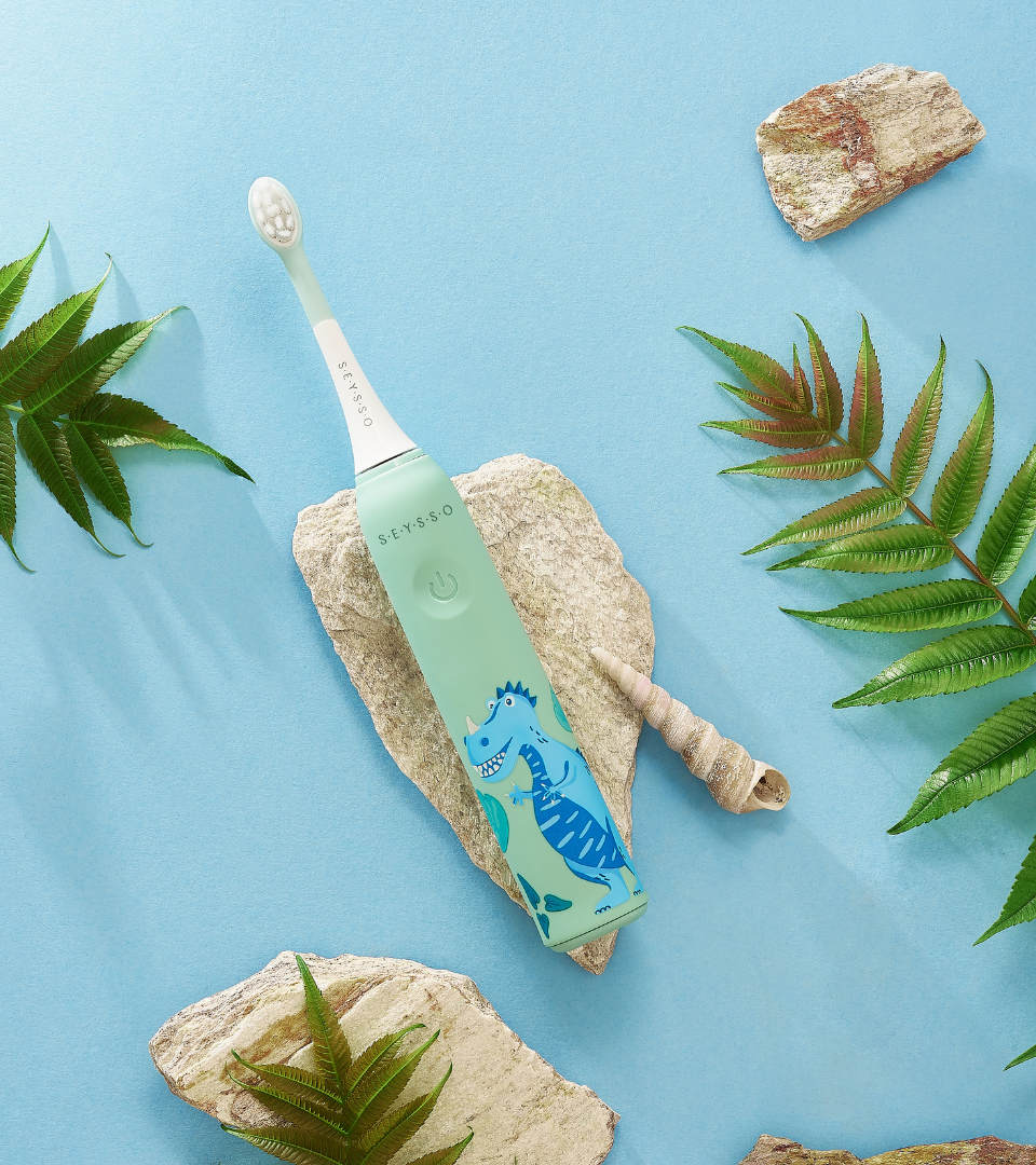 SEYSSO Kids Dinosaur Blue Sonic Toothbrush for Kids 3+