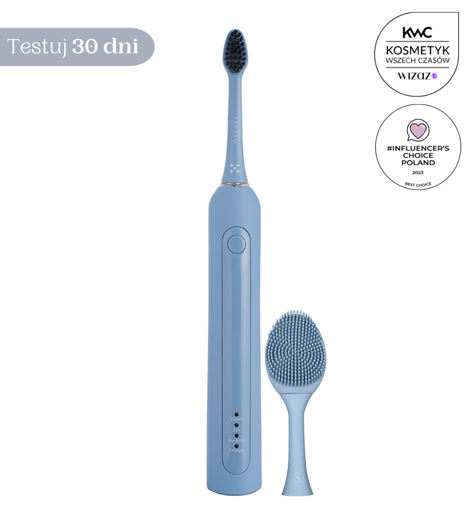 SEYSSO Basic Color Blue Sky sonic toothbrush set with facial brush tip