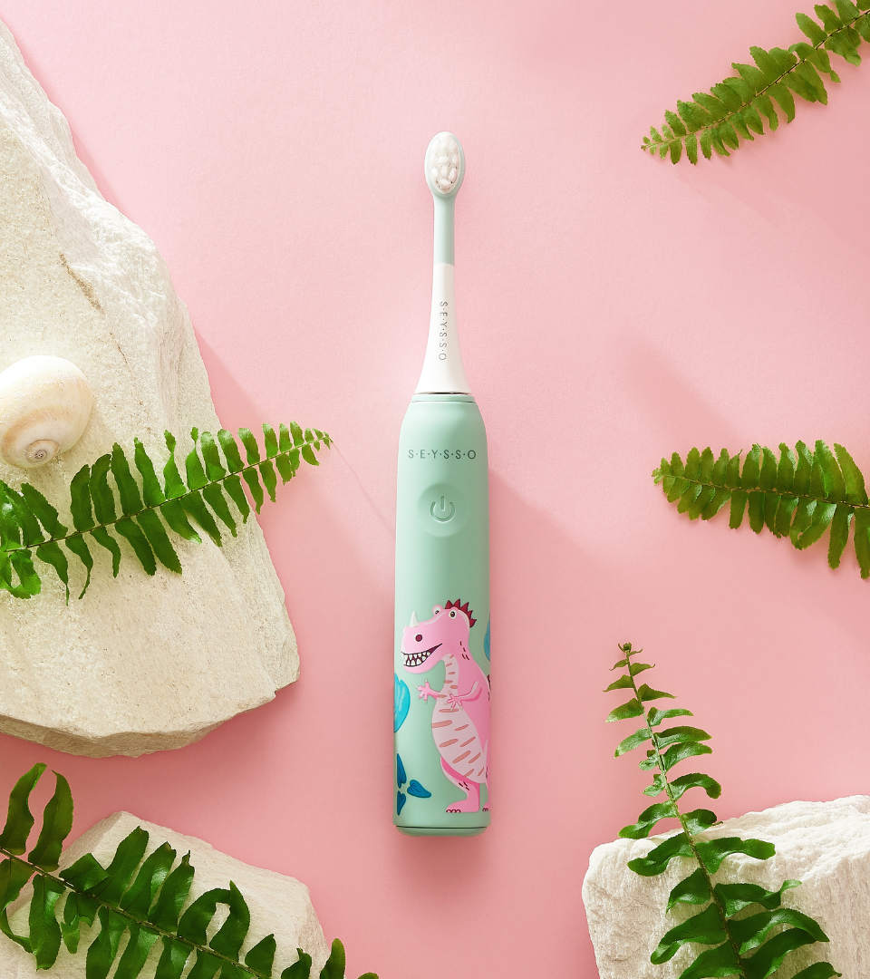 SEYSSO Kids Dinosaur Coral Sonic Toothbrush for Kids 3+