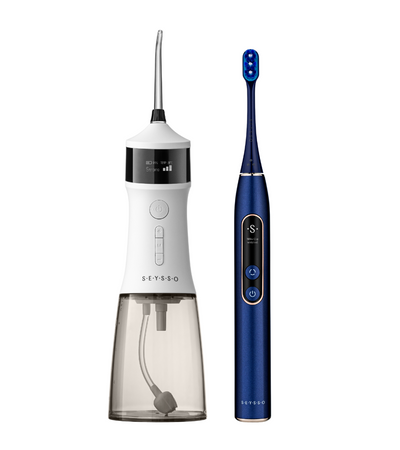 Zestaw szczoteczka SEYSSO Hypertech Infinity i SEYSSO Edge Nova White bezprzewodowy irygator do zębów 