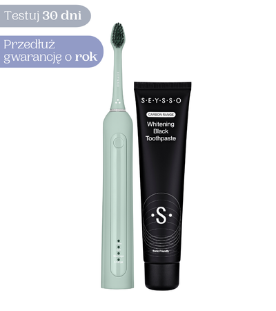 Zestaw szczoteczka soniczna SEYSSO Basic Color Aqua Grey i pasta SEYSSO Carbon Black